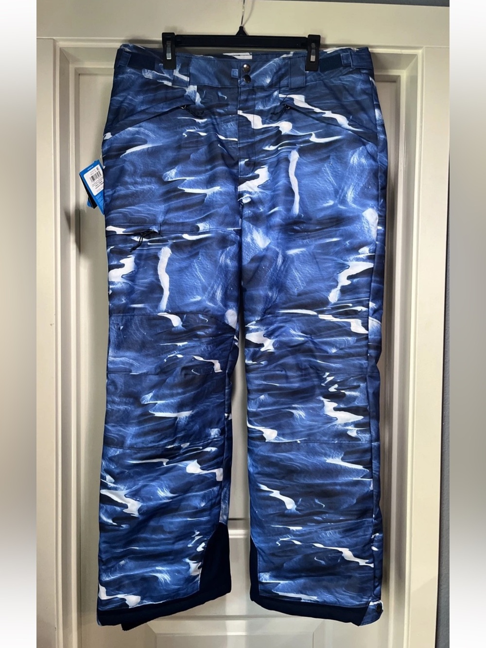 Mens Large Columbia Clear Mountain FS Printed OH Pant Blue Snow Ski Winter New